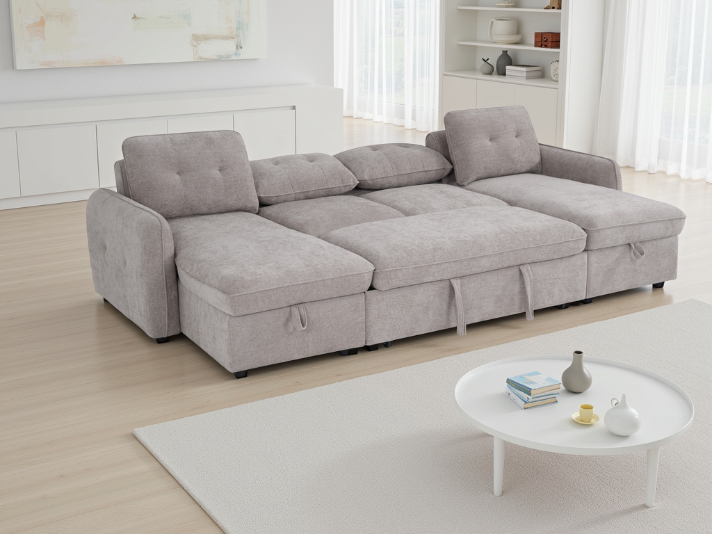 Monaco U-Shape Sofa Bed in Beige