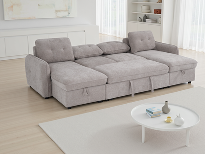 Monaco U-Shape Sofa Bed in Beige