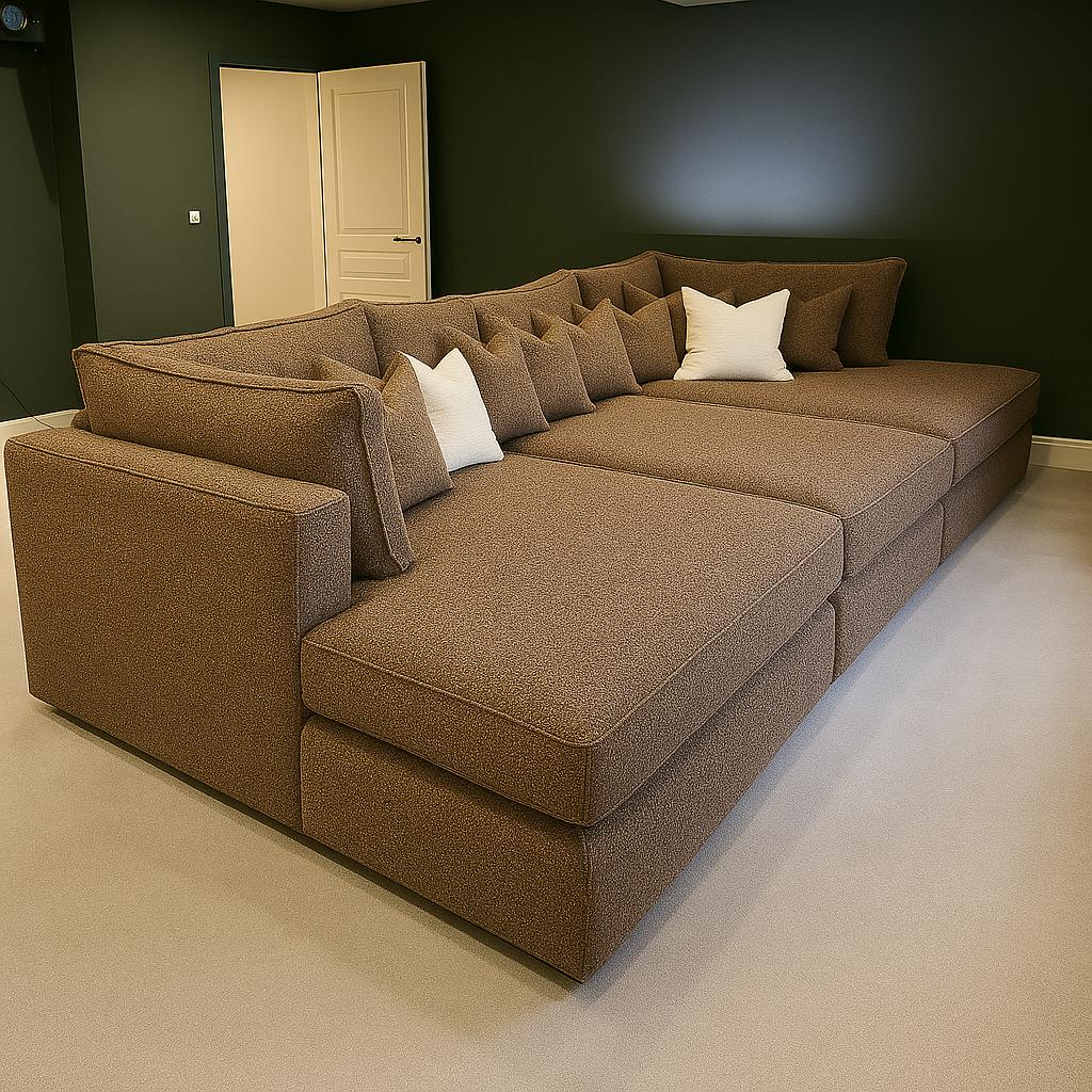 Oscar Cinema Velvet Sofa – Feather Filled Seats - luxury velvet modular sofa in slate by Vogue Vocus view 15