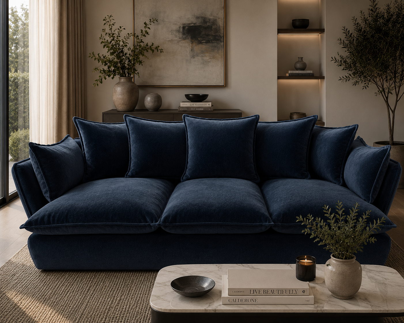 Marino 4 Seater Feather Sofa - luxury velvet sofa by Vogue Vocus view 5