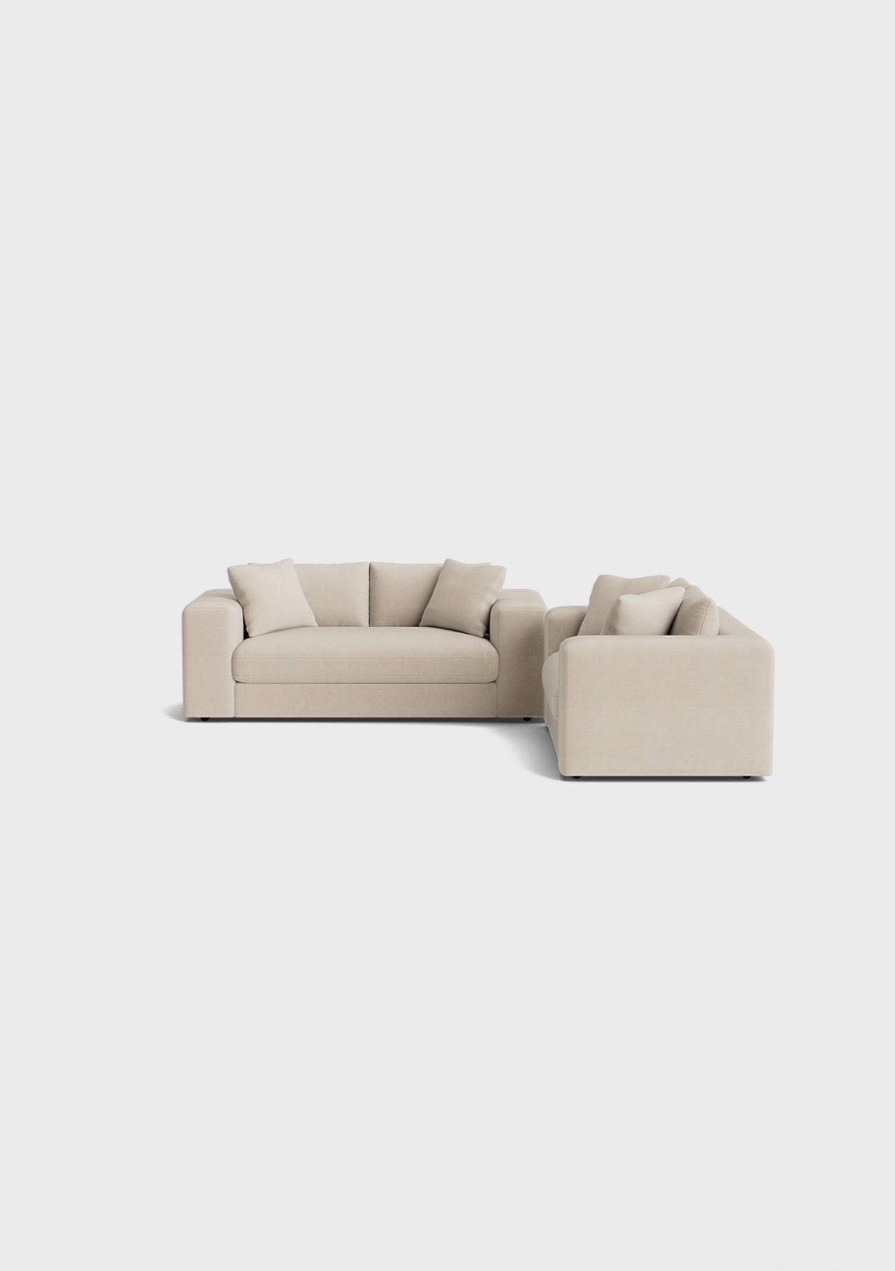 Oro 3&2 Seater Sofa-Cream - luxury velvet 2 seater sofa in cream by Vogue Vocus view 2