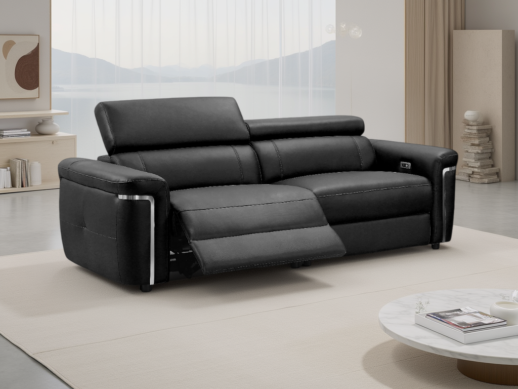Kensington 3 Seater Recliner Sofa in Black