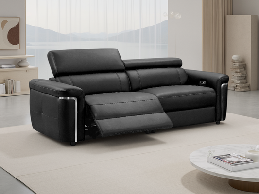 Kensington 3 Seater Recliner Sofa in Black