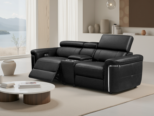 Kensington 2 Seater Recliner Sofa in Black