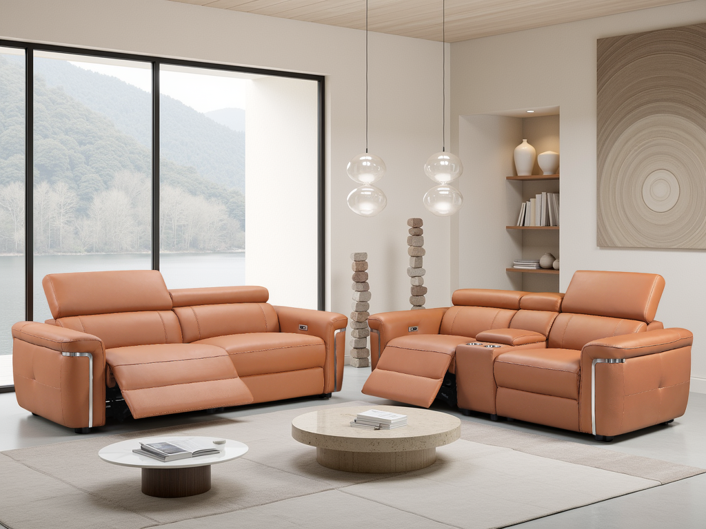 Kensington Recliner Sofa 3-2 Set in Tan