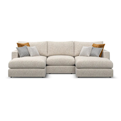 Noir Luxe U Shape 3 Seat Double Chaise End Sofa