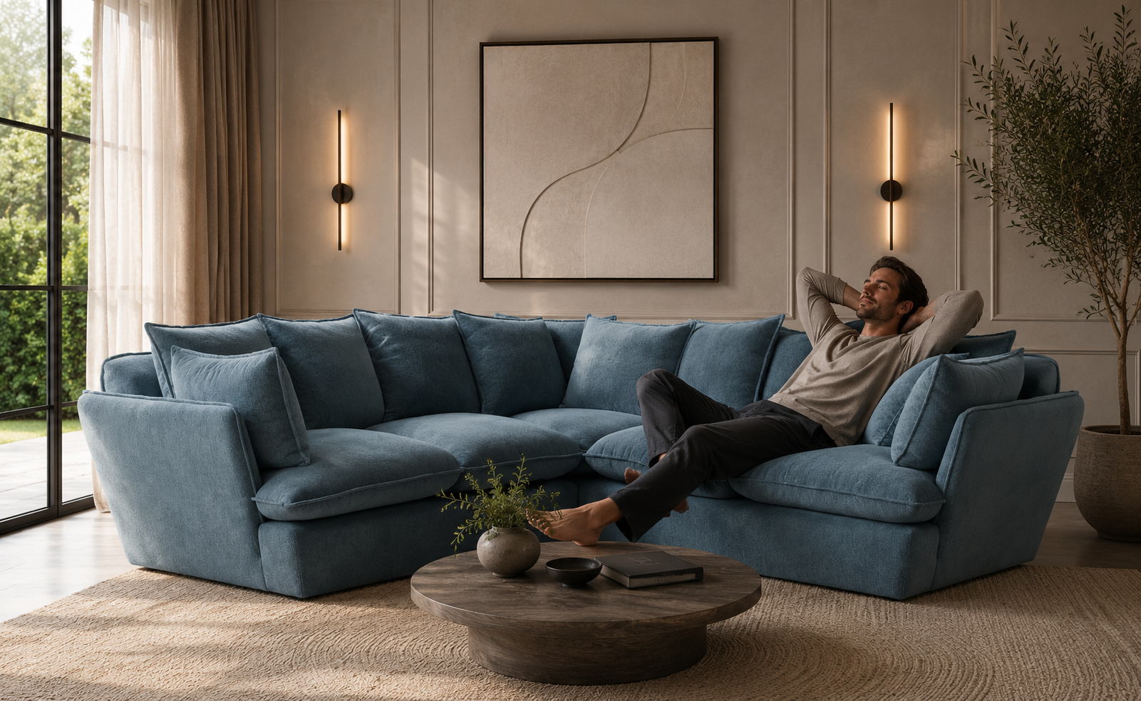 Marino Medium Corner Feather Sofa - luxury velvet corner sofa by Vogue Vocus view 4