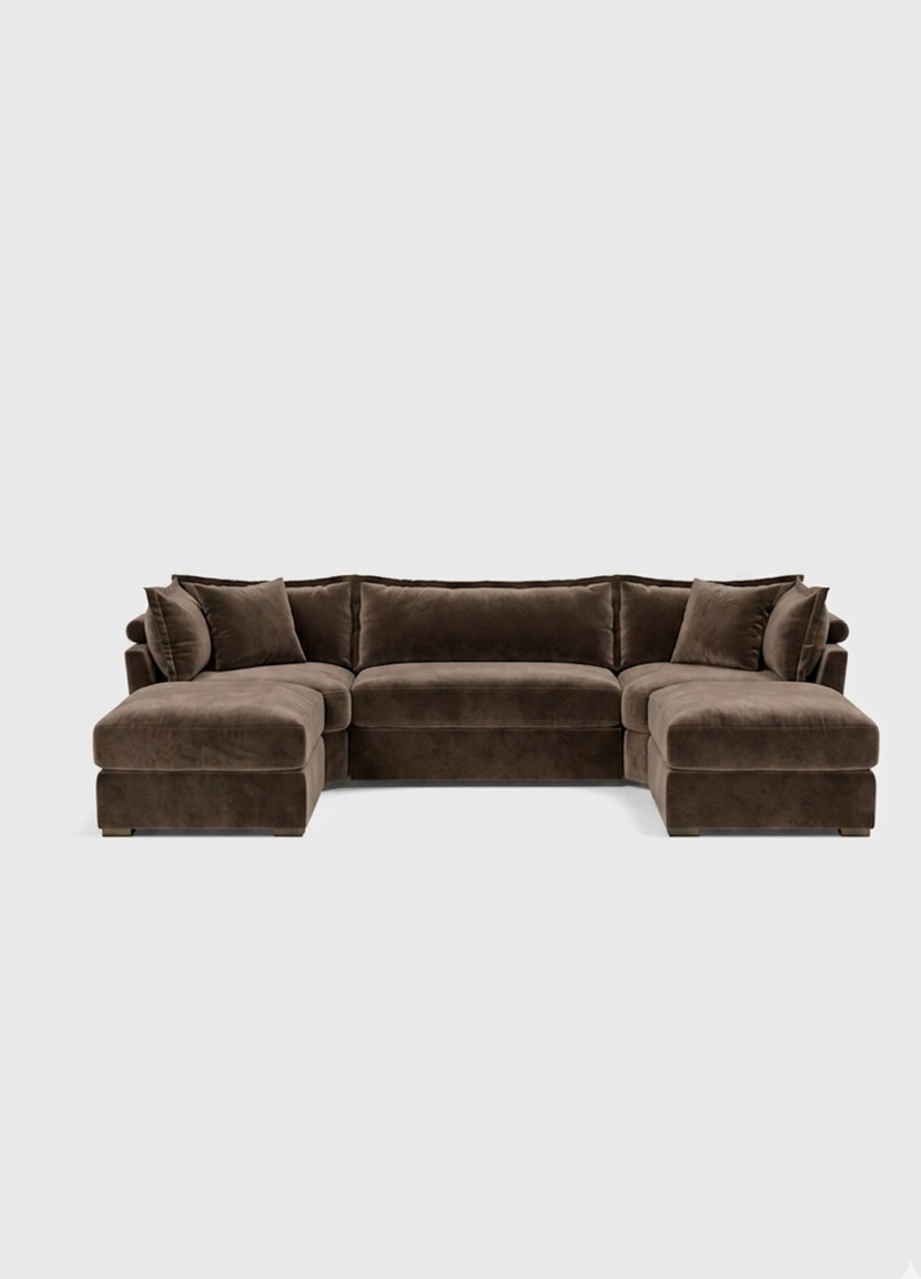 Vura Luxury U shape Corner Sofa - luxury velvet U-shape sofa in black by Vogue Vocus view 8