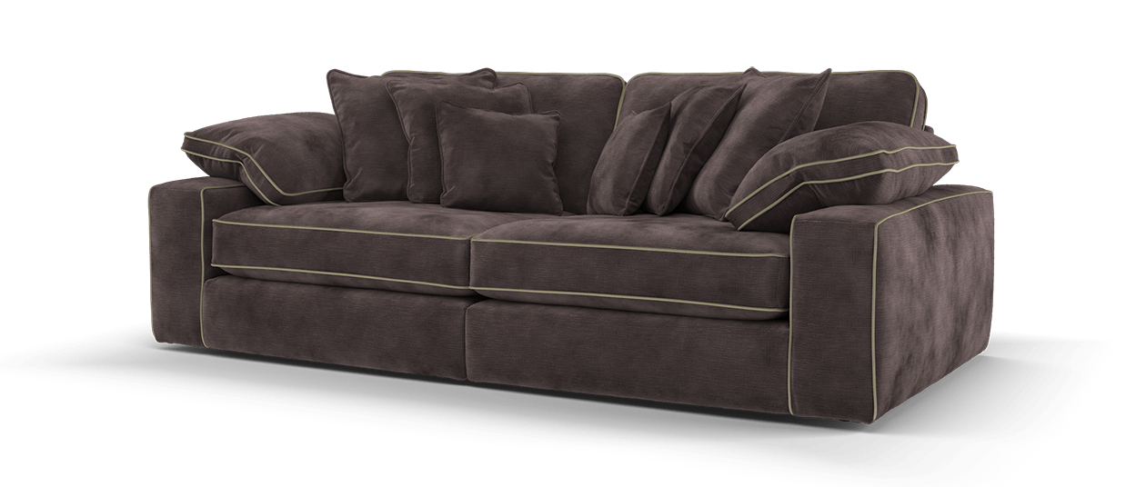 Maison 4-Seater Chocolate Chenille Sofa | Precision Dual-Tone Piping - luxury velvet corner sofa in chocolate by Vogue Vocus view 3
