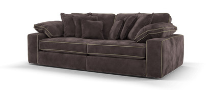 Maison 4-Seater Chocolate Chenille Sofa | Precision Dual-Tone Piping - luxury velvet corner sofa in chocolate by Vogue Vocus view 3