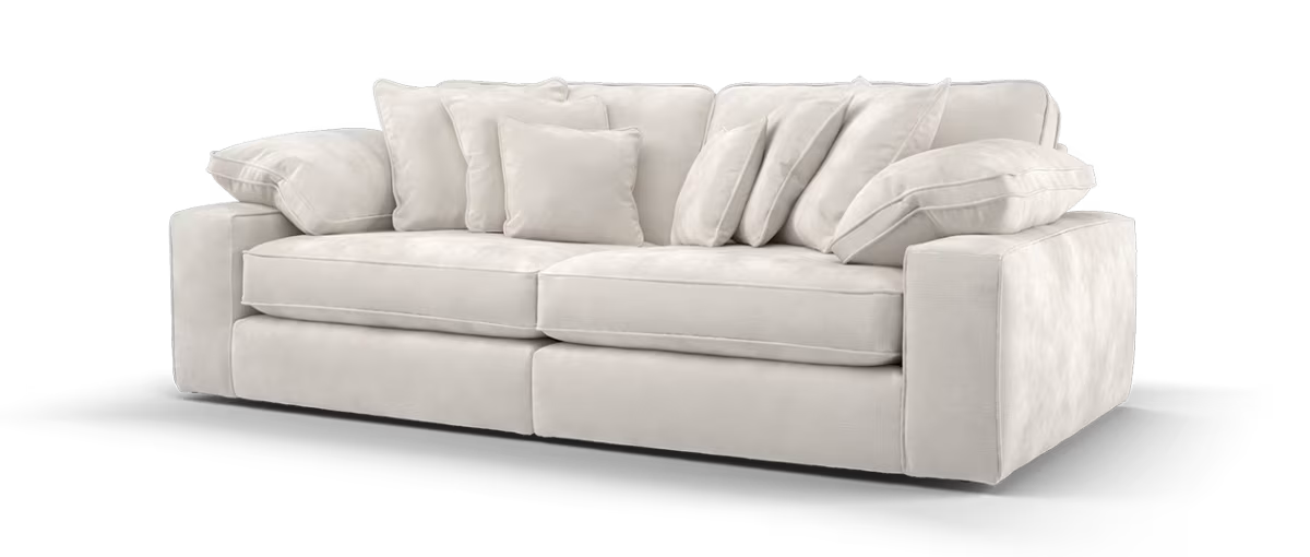Maison 4-Seater Ivory Chenille Sofa | Precision Dual-Tone Piping - luxury velvet corner sofa in ivory by Vogue Vocus view 3