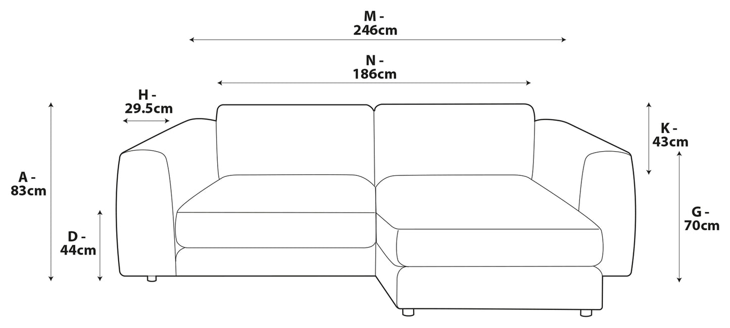 Spanish Reversible Plush 4 seater Chase Corner Sofa