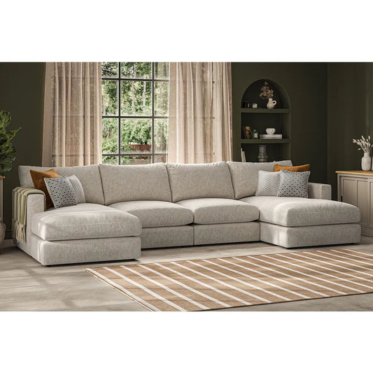 Noir Luxe U Shape 4 Seat Double Chaise End Sofa