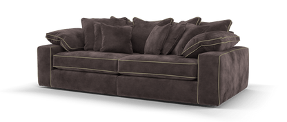 Maison 4-Seater Chocolate Chenille Sofa | Precision Dual-Tone Piping - luxury velvet corner sofa in chocolate by Vogue Vocus view 4