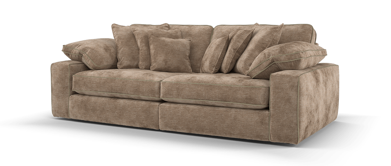 Maison 4-Seater Mocha Chenille Sofa | Precision Dual-Tone Piping - luxury velvet corner sofa in mocha by Vogue Vocus view 3
