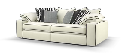 Maison 4-Seater Ivory Chenille Sofa | Precision Dual-Tone Piping - luxury velvet corner sofa in ivory by Vogue Vocus
