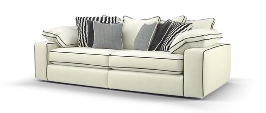 Maison 4-Seater Ivory Chenille Sofa | Precision Dual-Tone Piping - luxury velvet corner sofa in ivory by Vogue Vocus
