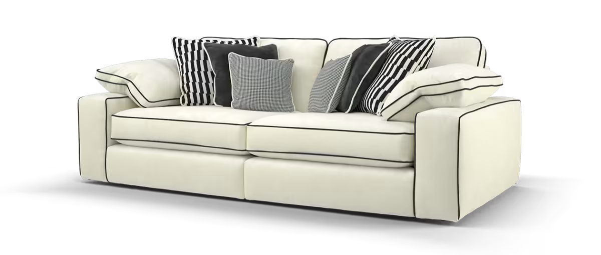 Maison 4-Seater Ivory Chenille Sofa | Precision Dual-Tone Piping - luxury velvet corner sofa in ivory by Vogue Vocus view 2
