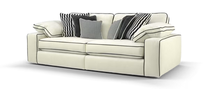 Maison 4-Seater Ivory Chenille Sofa | Precision Dual-Tone Piping - luxury velvet corner sofa in ivory by Vogue Vocus view 2