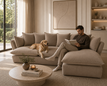 Marino Right Hand Chase Feather Sofa - luxury velvet corner sofa by Vogue Vocus view 4