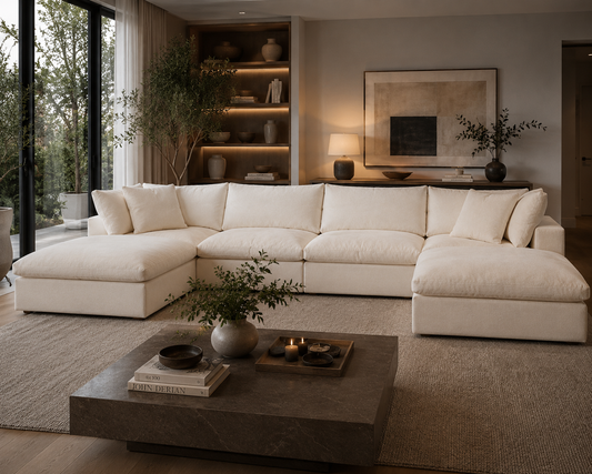 Lunara Cloud XL U Shape Sofa With Two Stools