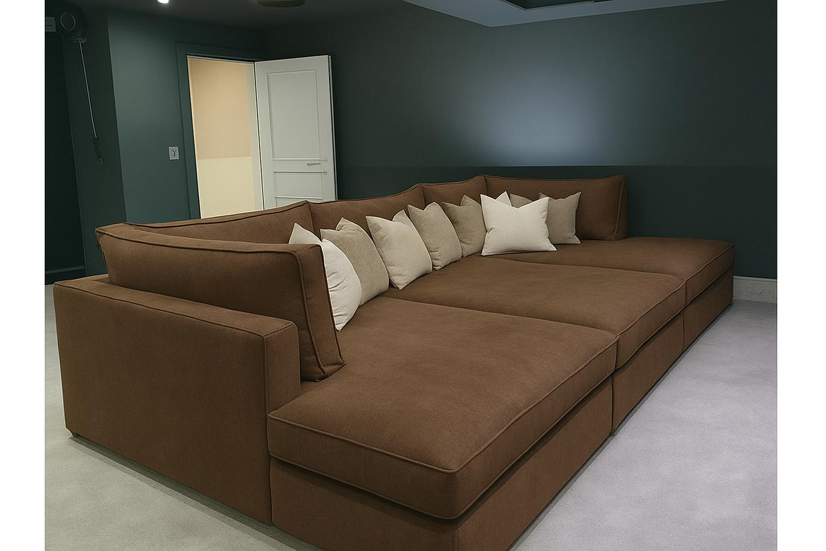 Oscar Cinema Velvet Sofa – Feather Filled Seats - luxury velvet modular sofa in slate by Vogue Vocus view 26