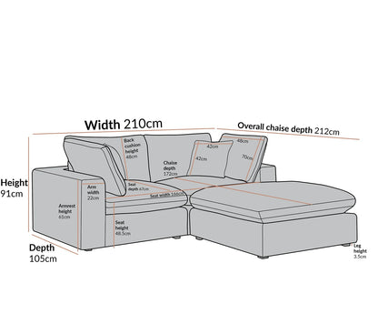 Sola Modular 2-Piece Chaise Corner Sofa