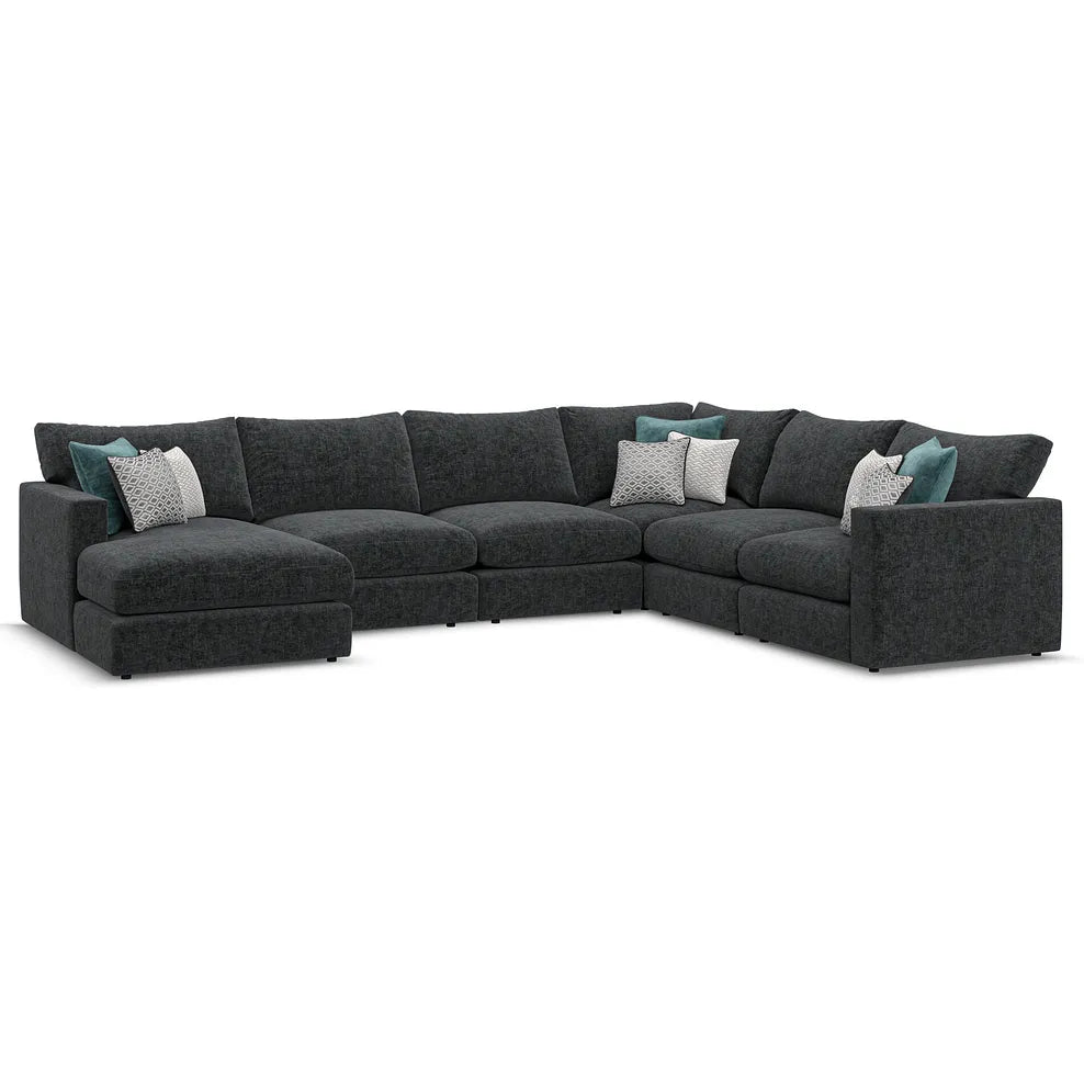 Noir Luxe 6 Seater Left Hand Corner Sofa with Chaise