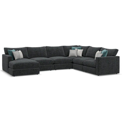 Noir Luxe 6 Seater Left Hand Corner Sofa with Chaise