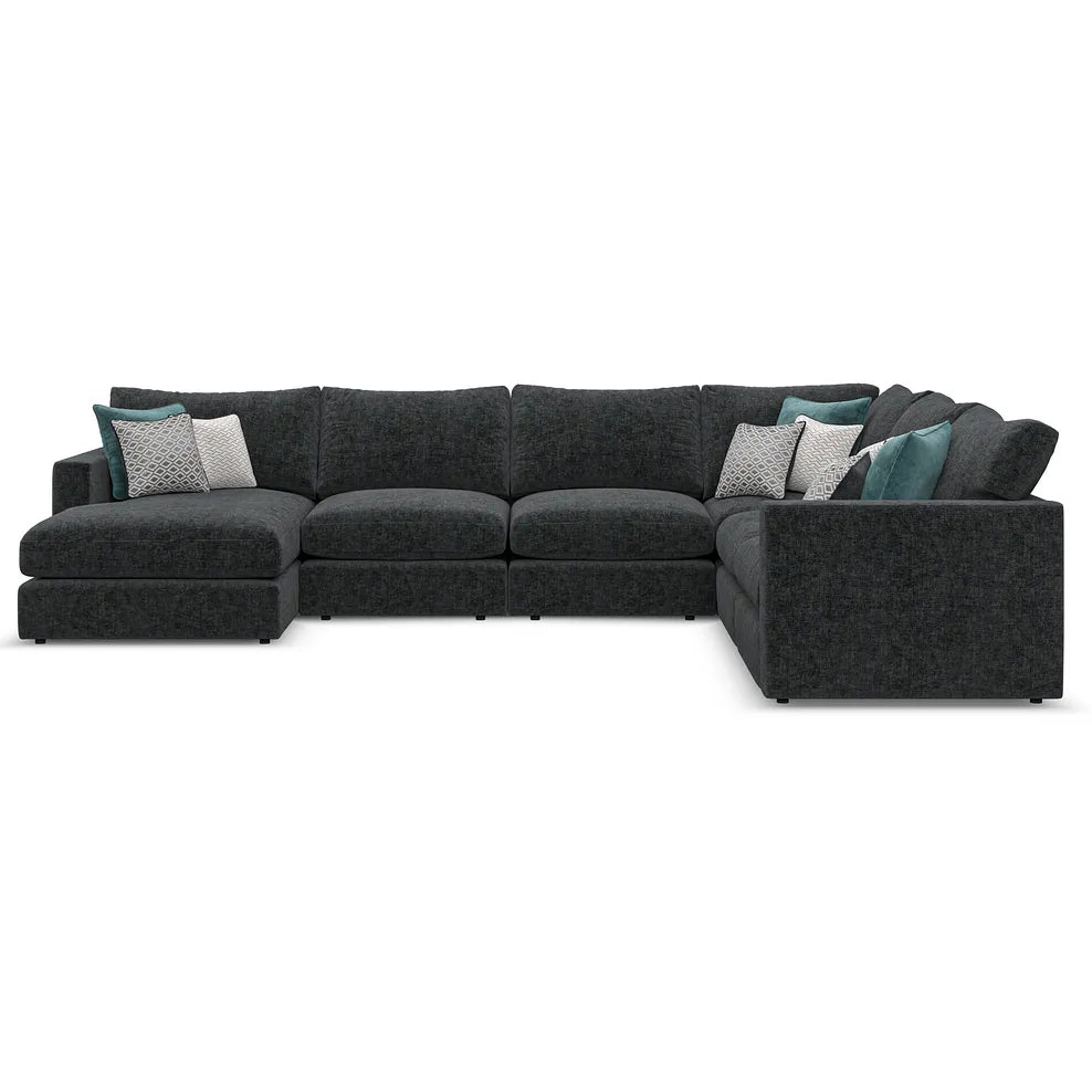 Noir Luxe 6 Seater Left Hand Corner Sofa with Chaise
