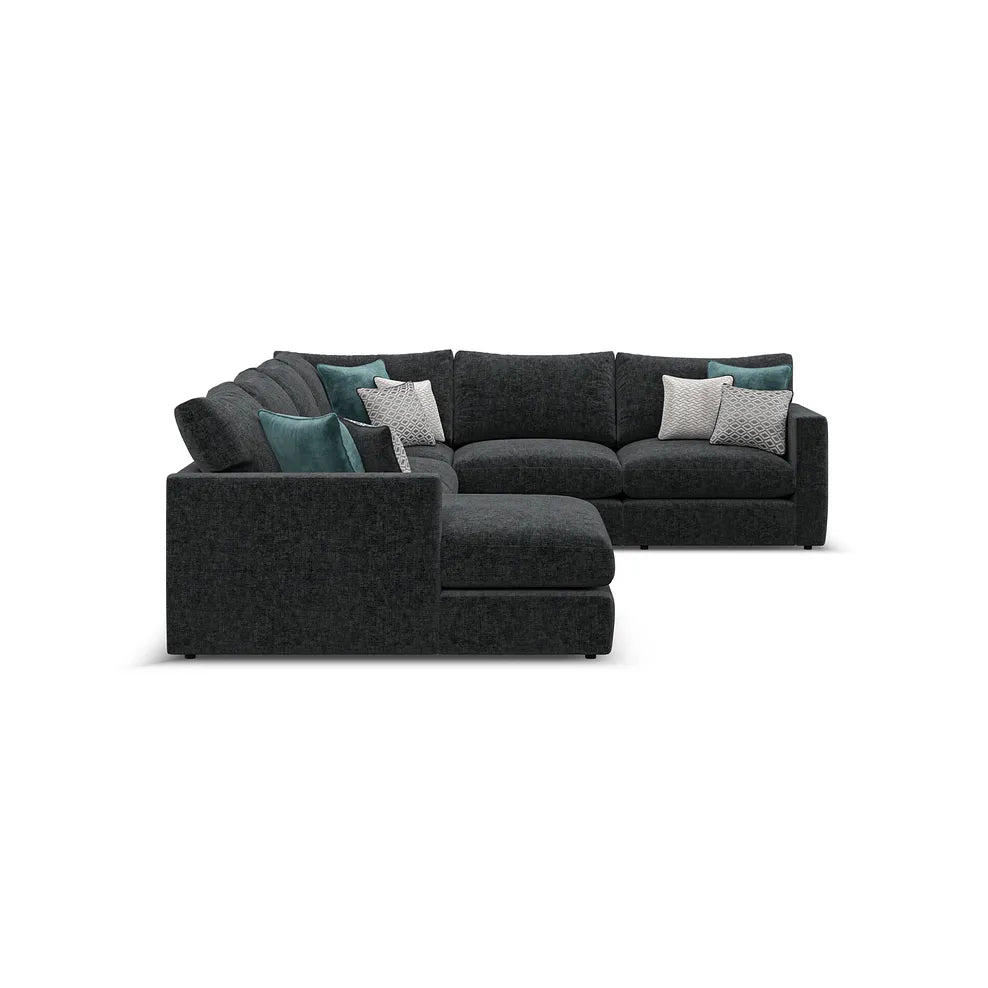 Noir Luxe 6 Seater Left Hand Corner Sofa with Chaise
