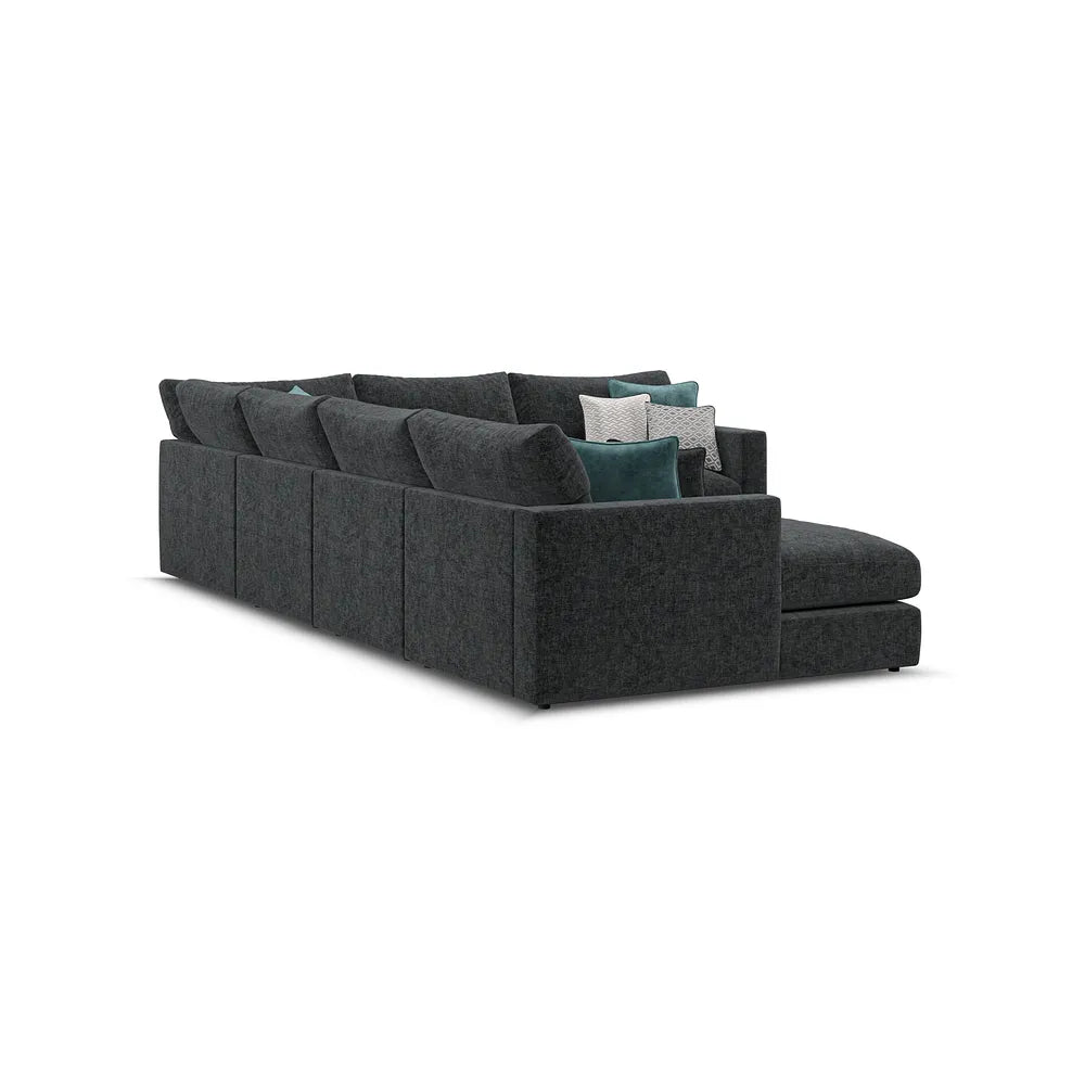 Noir Luxe 6 Seater Left Hand Corner Sofa with Chaise