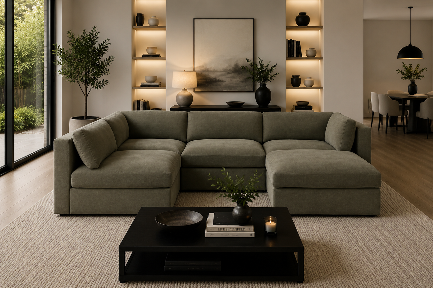 Belva Modular L-Shape With Storage Ottoman
