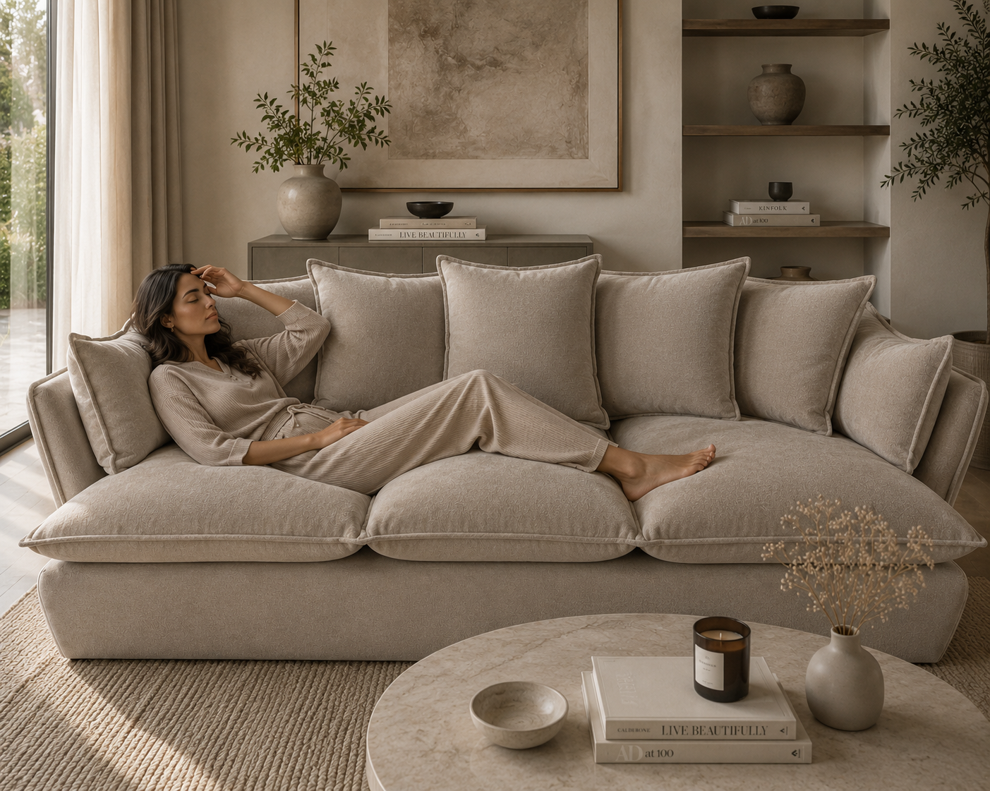 Marino 4 Seater Feather Sofa - luxury velvet sofa by Vogue Vocus view 2