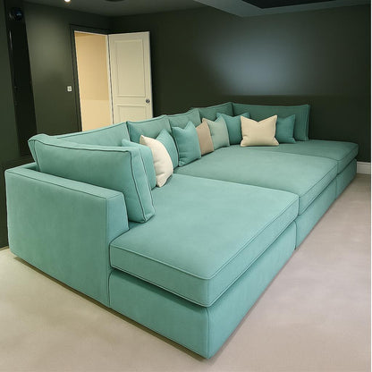 Oscar Cinema Velvet Sofa – Feather Filled Seats - luxury velvet modular sofa in slate by Vogue Vocus view 22