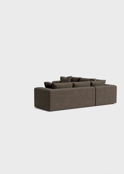 Oro Double Corner Sofa & Footstool-Moody Mocha - luxury velvet corner sofa in cream by Vogue Vocus view 5