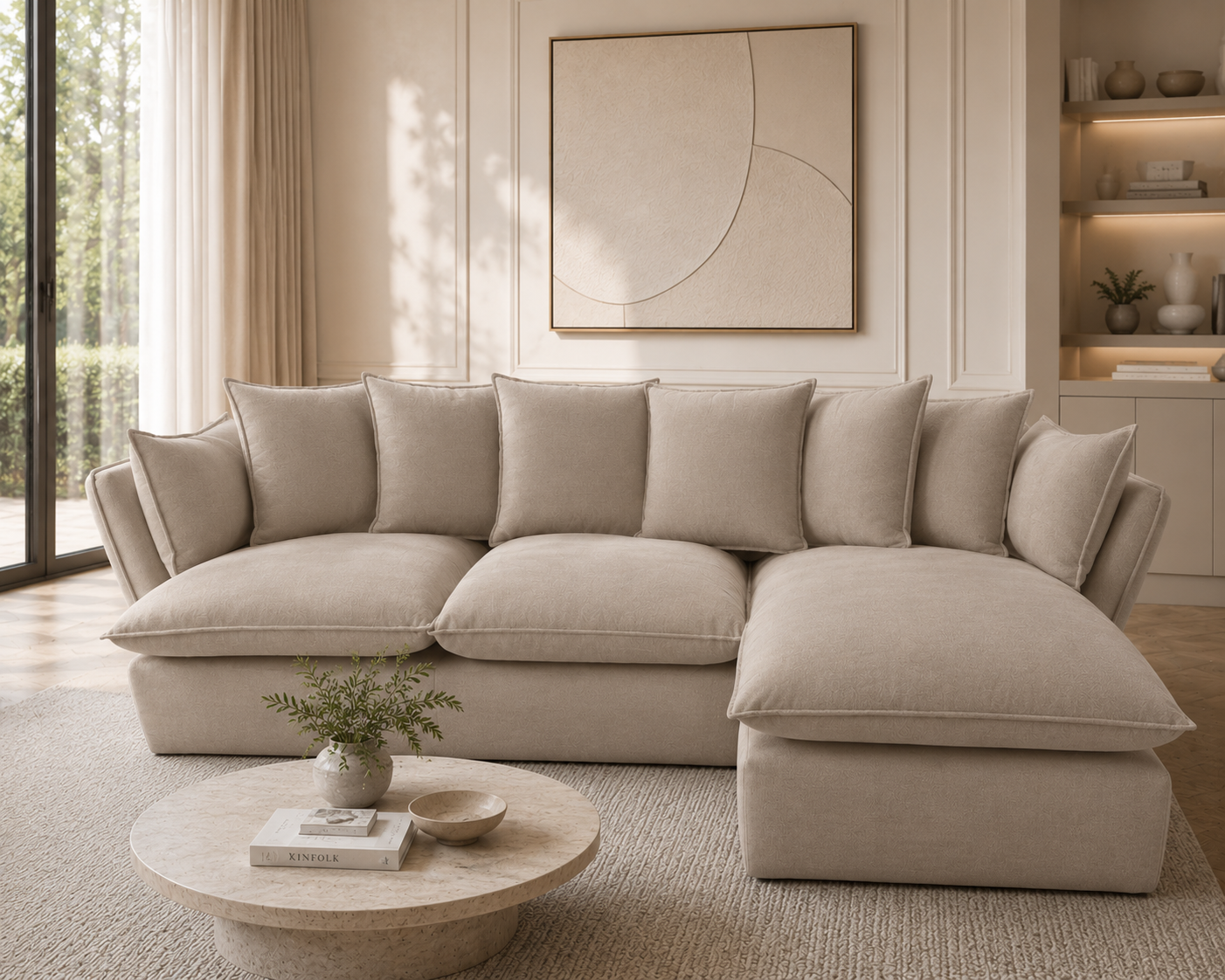 Marino Right Hand Chase Feather Sofa - luxury velvet corner sofa by Vogue Vocus view 2