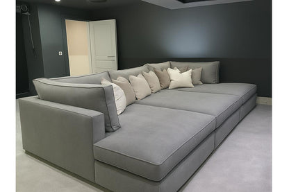 Oscar Cinema Velvet Sofa – Feather Filled Seats - luxury velvet modular sofa in slate by Vogue Vocus view 21