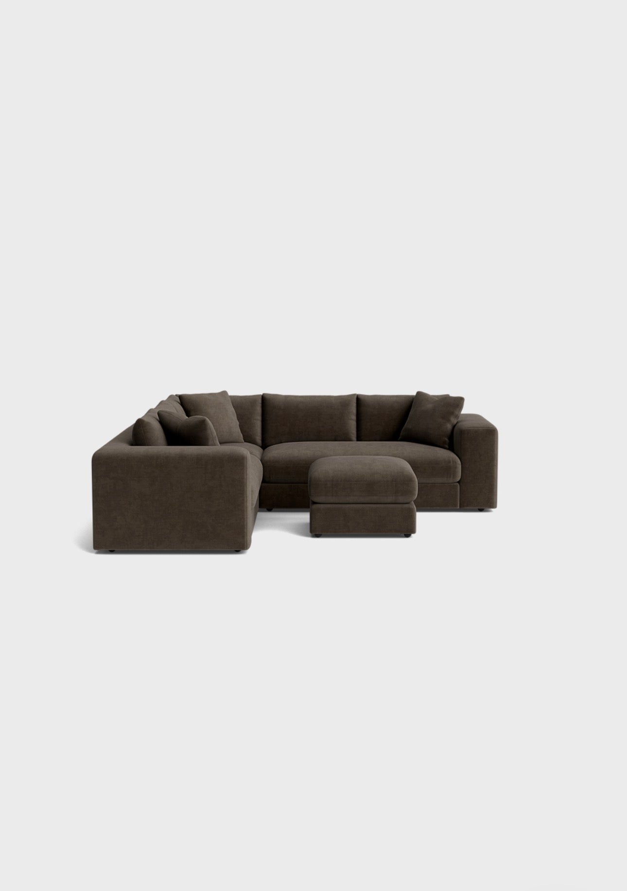 Oro Double Corner Sofa & Footstool-Moody Mocha - luxury velvet corner sofa in cream by Vogue Vocus view 3