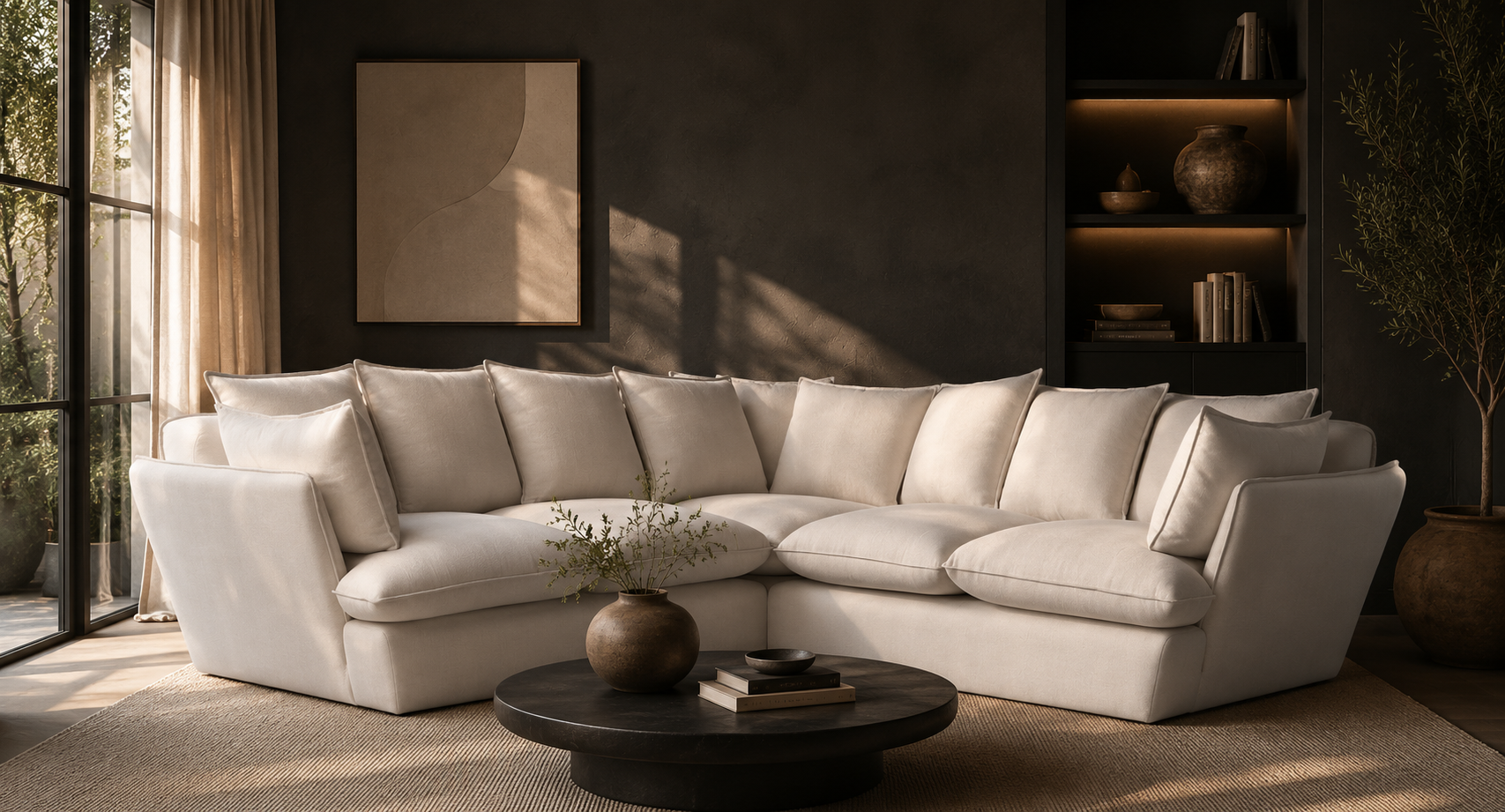 Marino Medium Corner Feather Sofa - luxury velvet corner sofa by Vogue Vocus view 3