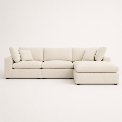 Sola Modular 3 Seater with footstool feather cushion