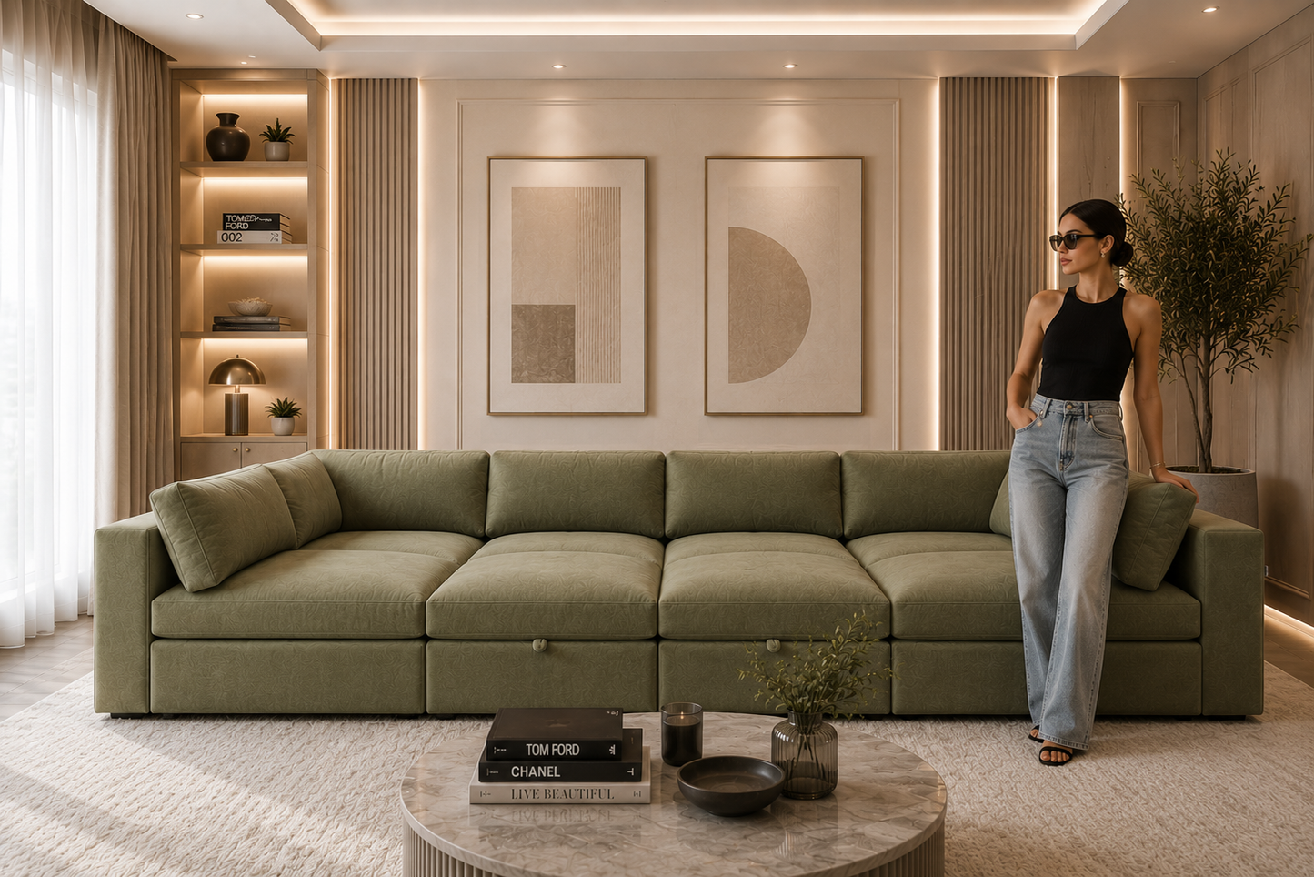 Belva Grand Pit Modular Sofa with Storage