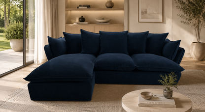 Marino Left Hand Chase Feather Sofa - luxury velvet corner sofa by Vogue Vocus view 7