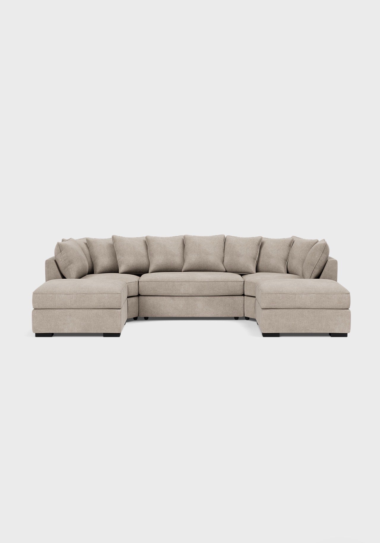Micro U Shape Luxe Chenille Sofa - luxury chenille U-shape sofa in black by Vogue Vocus