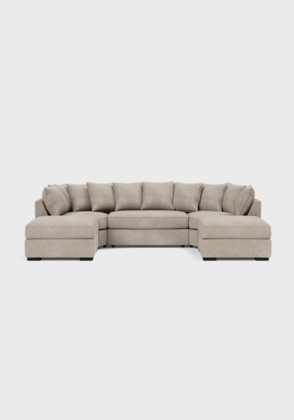 Micro U Shape Luxe Chenille Sofa - luxury chenille U-shape sofa in black by Vogue Vocus