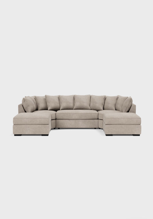 Micro U Shape Luxe Chenille Sofa - luxury chenille U-shape sofa in black by Vogue Vocus