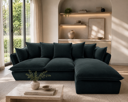 Marino Right Hand Chase Feather Sofa - luxury velvet corner sofa by Vogue Vocus view 6