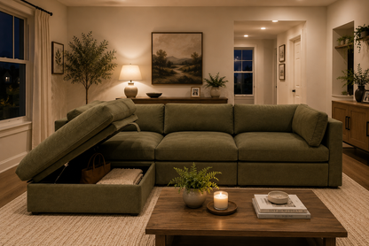 Belva 3 Seater Modular Sofa with Storage Ottoman