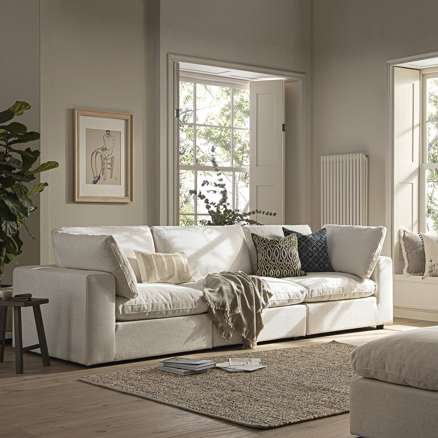 Sola Modular 3-Piece Sofa With Feather Cushions