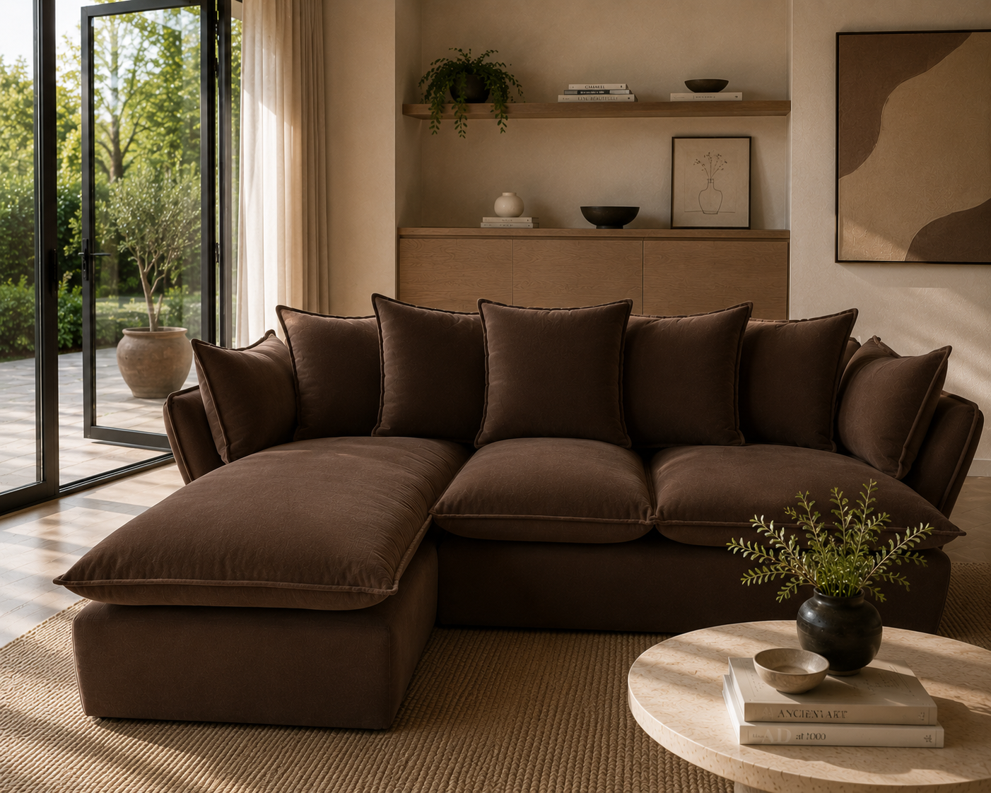 Marino Left Hand Chase Feather Sofa - luxury velvet corner sofa by Vogue Vocus view 5